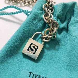 Tiffany Letter ‘S’ Padlock Charm and Necklace SET